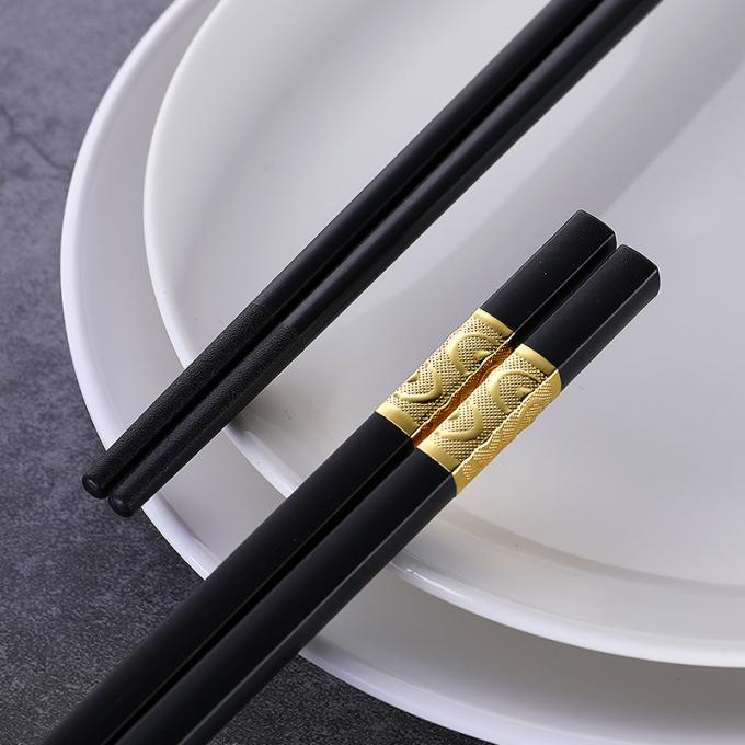 Đũa hợp kim tái sử dụng dài 24cm Đầu vuông Trung Quốc Mì Sushi Đũa 0