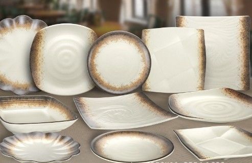 Giá tốt. Đồ ăn melamine màu trắng tùy chỉnh đĩa phục vụ khách sạn nhựa lớn. trực tuyến