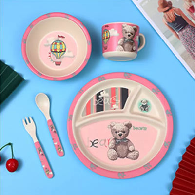 Giá tốt. Phim hoạt hình Bộ đồ ăn Melamine bền bỉ Logo tùy chỉnh cho nhà hàng trực tuyến