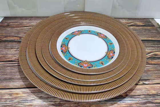 BPA miễn phí Hoa xanh thiết kế 12pcs đĩa và bát Melamine đồ ăn tối thiết lập Trại đồ bàn máy rửa chén an toàn