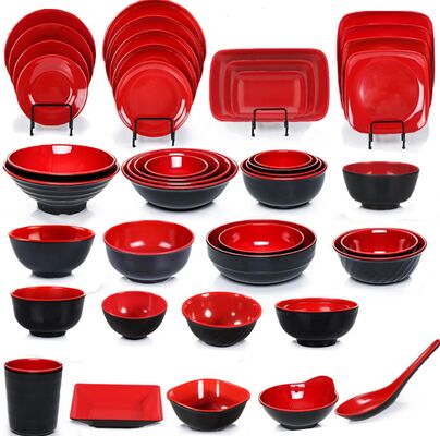 Giá tốt. Bột melamine tinh khiết cao để làm ra bộ đồ bàn nhà hàng và nhà hàng màu đỏ đen không thể vỡ trực tuyến