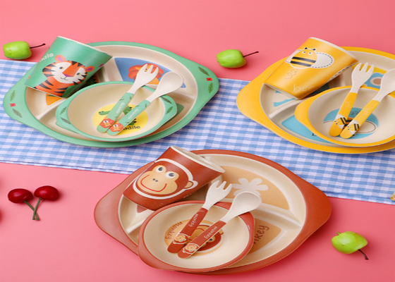 Giá tốt. Thiết kế động vật cho trẻ em Quà tặng tre 5 chiếc Bộ đồ ăn Melamine trực tuyến